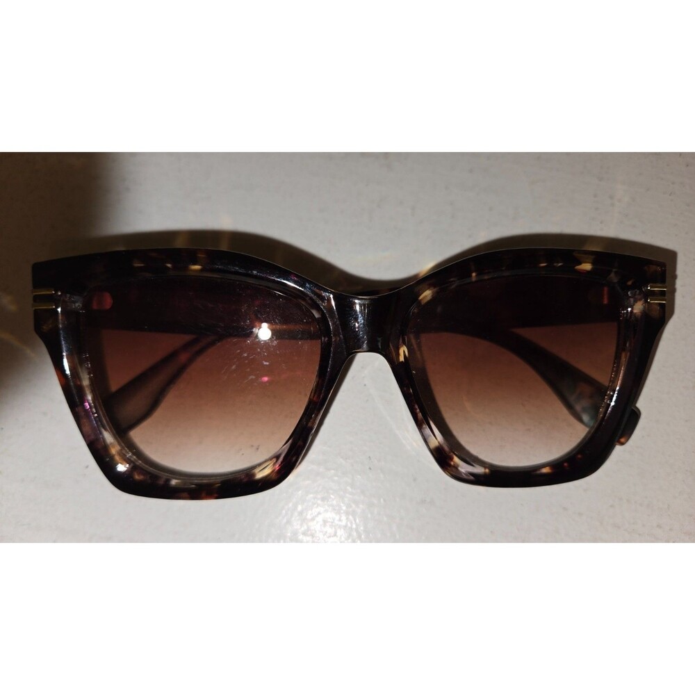 Laundry Shelli Segal Womens Brown/ Black/Gold Tortoise Geometric Sunglasses